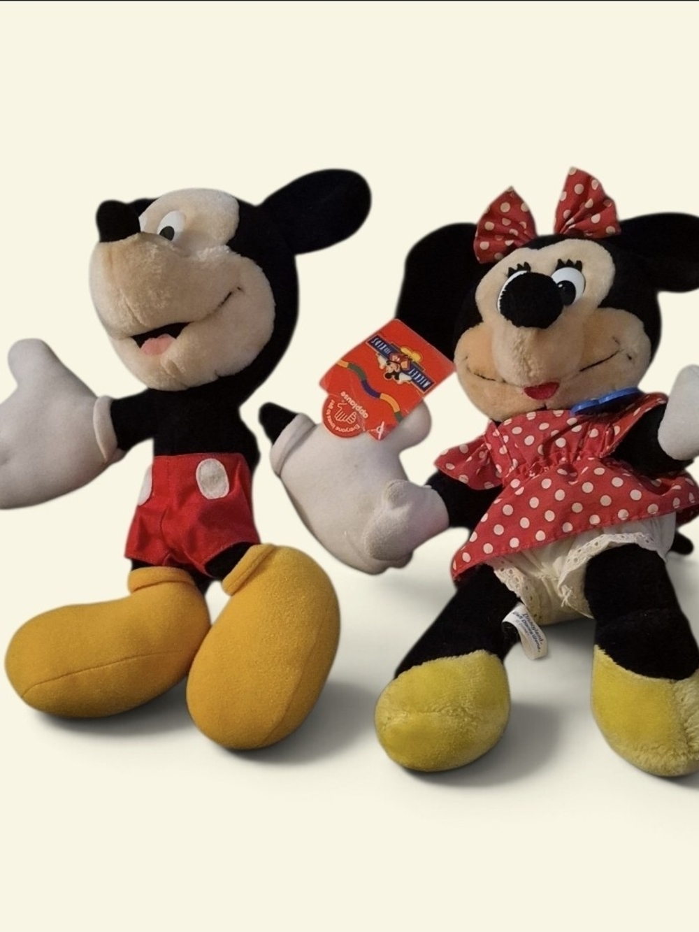 Disney Mickey and Minnie Plush Pair - Black, Red, Yellow, White